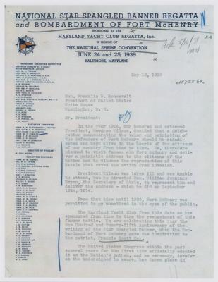Lot #12 Franklin D. Roosevelt Typed Letter Signed as President on Star Spangled Banner - Image 6