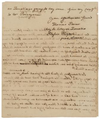 Lot #103 Thomas Paine Autograph Letter Signed - Image 2