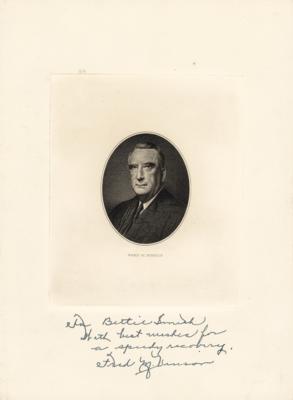Lot #300 Fred M. Vinson Signed Engraving - Image 1
