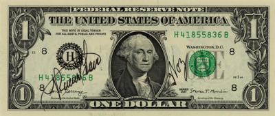 Lot #138 Apple: Steve Wozniak and Ronald Wayne Signed One-Dollar Bill - Image 1