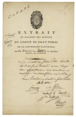 Lot #329 Lazare Carnot and Merlin de Douai Document Signed - Image 1