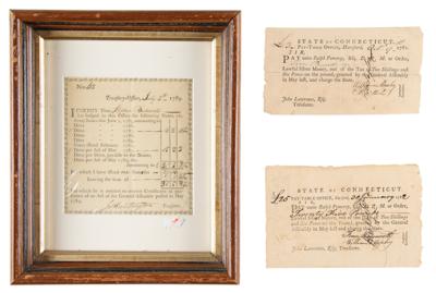 Lot #129 American Revolution: Connecticut (3) Financial Documents