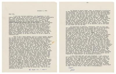Lot #485 Philip K. Dick Typed Letter Signed