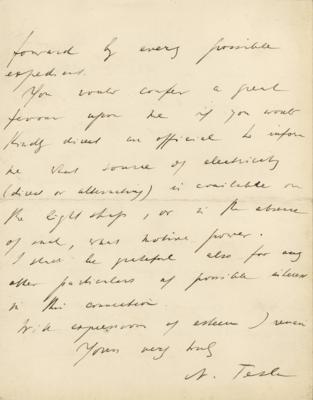 Lot #98 Nikola Tesla Autograph Letter Signed - Image 4