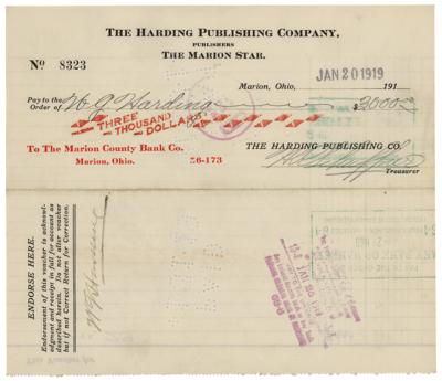 Lot #38 Warren G. Harding Document Signed - Image 1