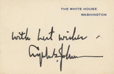 Lot #15 Lyndon B. Johnson Signed White House Card - Image 1