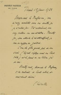 Lot #257 Charles Nicolle Autograph Letter Signed
