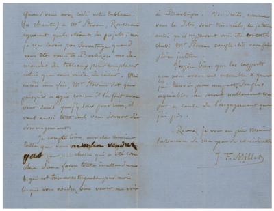 Lot #417 Jean-Francois Millet Autograph Letter Signed - Image 2