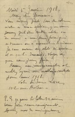 Lot #415 Maximilien Luce Autograph Letter Signed with Sketches - Image 2