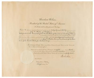 Lot #64 Woodrow Wilson Document Signed as President