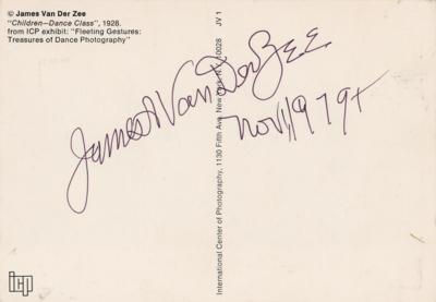 Lot #449 James Van Der Zee Signed Postcard - Image 1