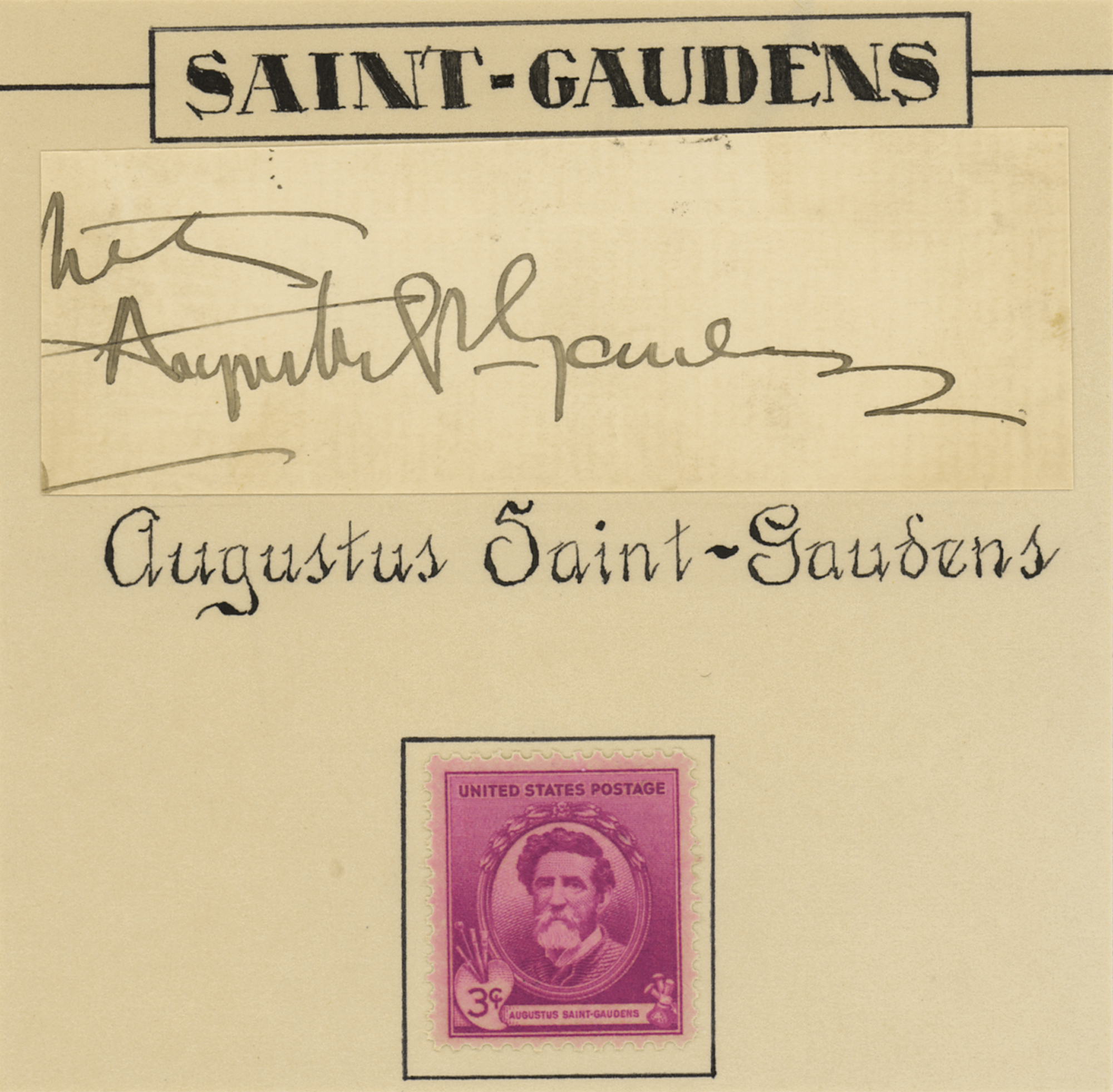 Lot #448 Augustus Saint-Gaudens Signature