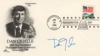 Lot #275 Dan Quayle Signed Inaugural Cover - Image 1