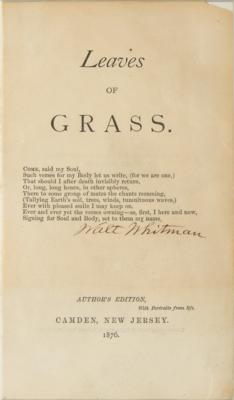 Lot #498 Walt Whitman Signed 'Leaves of Grass' Title Page - Image 2