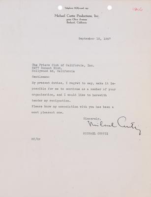 Lot #710 Michael Curtiz Typed Letter Signed