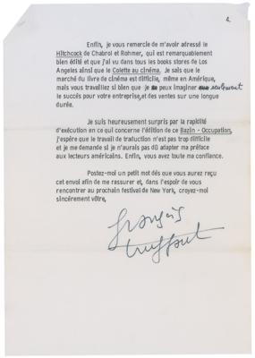 Lot #792 Francoise Truffaut Typed Letter Signed - Image 2