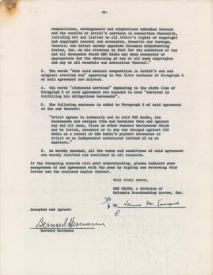 Lot #738 Bernard Herrmann Document Signed - Image 2