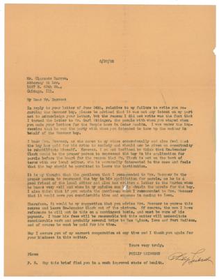 Lot #70 Clarence Darrow Typed Letter Signed - Image 2