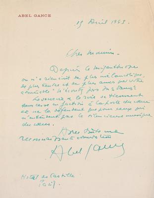 Lot #730 Abel Gance Autograph Letter Signed - Image 1