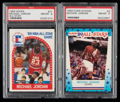 Lot #827 Michael Jordan (2) 1989 Basketball Cards PSA NM-MT 8 - Image 1
