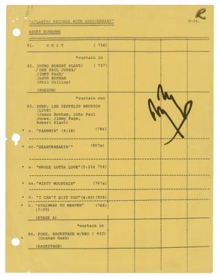 Lot #643 Led Zeppelin: Jimmy Page Signed Set List