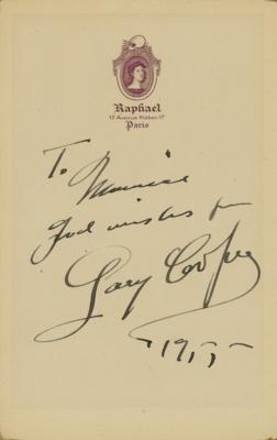 Lot #708 Gary Cooper Signature