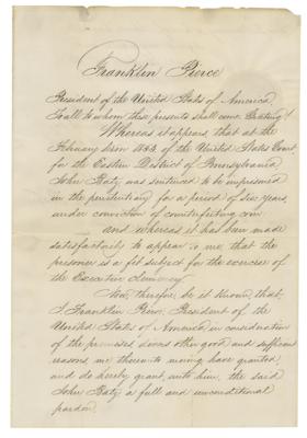 Lot #11 Franklin Pierce Document Signed as President - Image 2