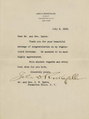 Lot #82 John D. Rockefeller Typed Letter Signed