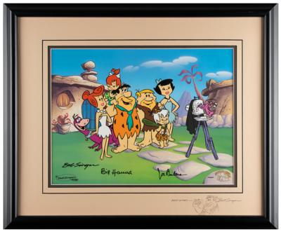 Lot #453 The Flintstones: Bill Hanna, Joe Barbera, and Bob Singer Signed Limited Edition Cel