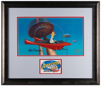 Lot #463 George Jetson production cel from Jetsons: The Movie signed by Bill Hanna and Joe Barbera - Image 1