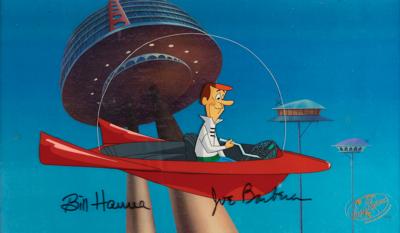 Lot #463 George Jetson production cel from Jetsons: The Movie signed by Bill Hanna and Joe Barbera - Image 2