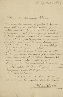 Lot #430 Frederic Auguste Bartholdi Autograph Letter Signed