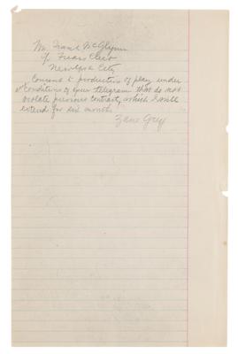 Lot #489 Zane Grey Autograph Manuscript Signed - Image 2