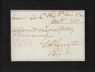 Lot #315 George A. Custer Signed Endorsement - Image 2