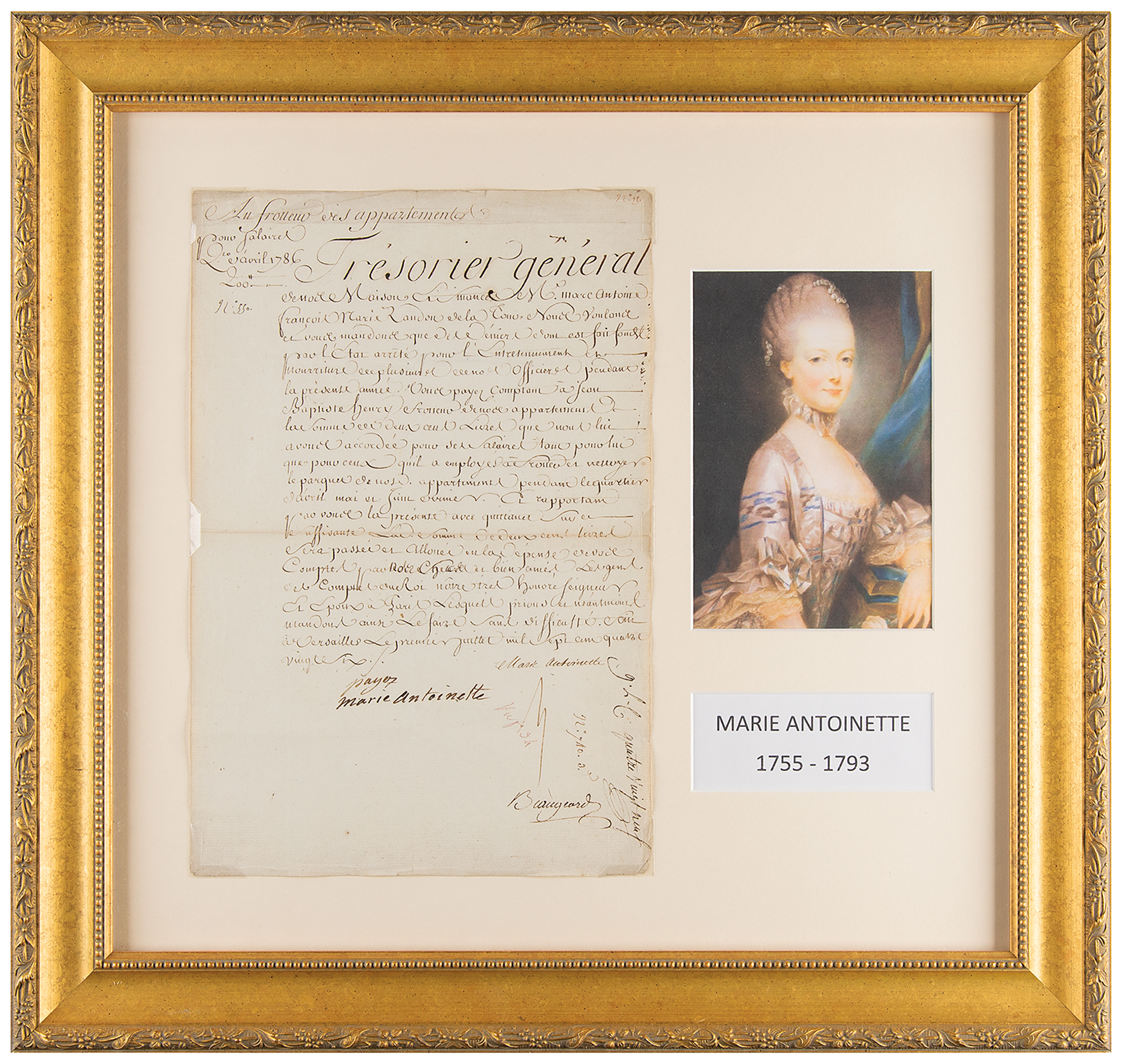 Lot #117 Marie Antoinette Document Signed