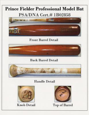 Lot #819 Prince Fielder Game-Used Baseball Bat - Image 4