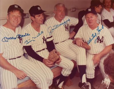 Lot #840 NY Yankees: Mantle, DiMaggio, Ford, and Martin Signed Oversized Photograph - Image 1
