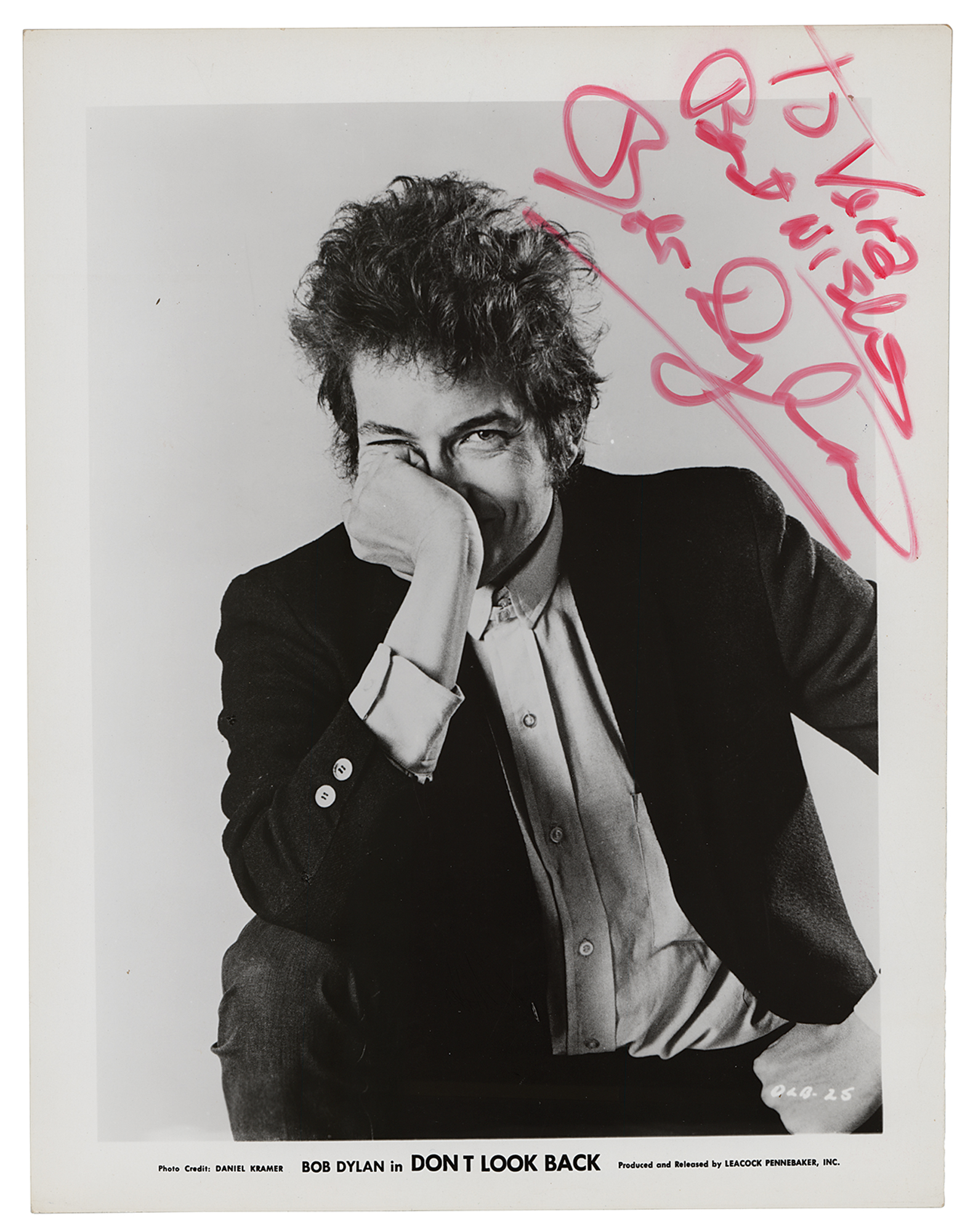 Lot #588 Bob Dylan Signed Photograph