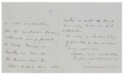 Lot #121 Lord Carnarvon Autograph Letter Signed - Image 2