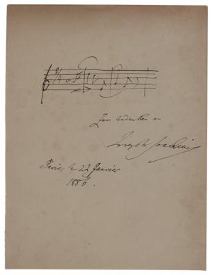 Lot #603 Joseph Joachim Autograph Musical Quotation Signed