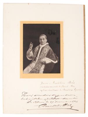 Lot #105 Pope Benedict XV Signed Apostolic Benediction