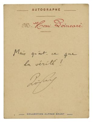 Lot #269 Henri Poincare Autograph Quote Signed
