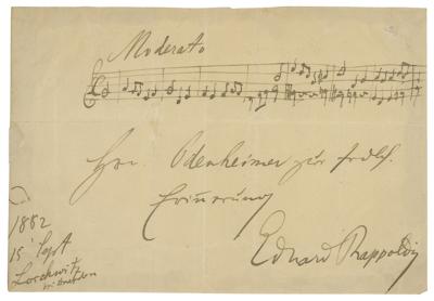 Lot #606 Eduard Rappoldi Autograph Musical Quotation Signed - Image 1