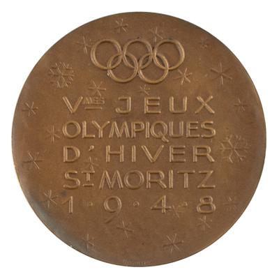 Lot #4086 St. Moritz 1948 Winter Olympics Bronze Participation Medal - Image 2
