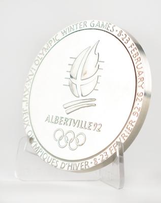 Lot #4106 Albertville 1992 Winter Olympics Chrome-Plated Steel Participation Medal - Image 3