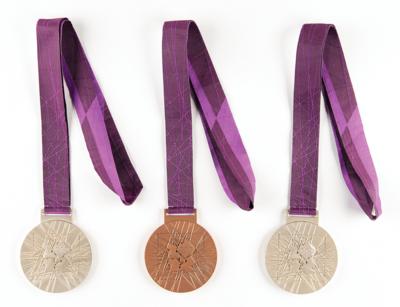 Lot #4039 Ryan Lochte's London 2012 Summer Olympics (2) Silver Winner's Medals and (1) Bronze Winner's Medal - Image 2