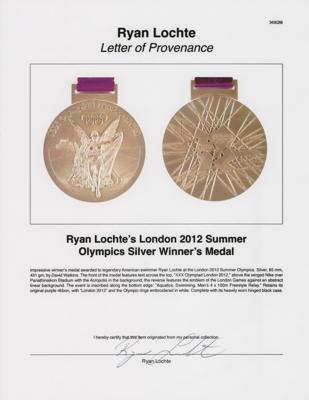 Lot #4039 Ryan Lochte's London 2012 Summer Olympics (2) Silver Winner's Medals and (1) Bronze Winner's Medal - Image 6