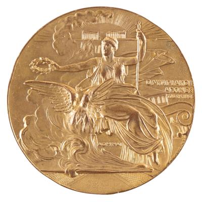 Lot #4076 Athens 1896 Olympics Gilt Bronze Participation Medal
