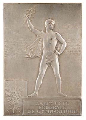 Lot #4044 Paris 1900 Summer Olympics Silvered Bronze Winner's Medal for Gymnastics (Fete Federale) - Image 2