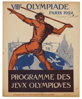 Lot #4233 Paris 1924 Summer Olympics Daily Program